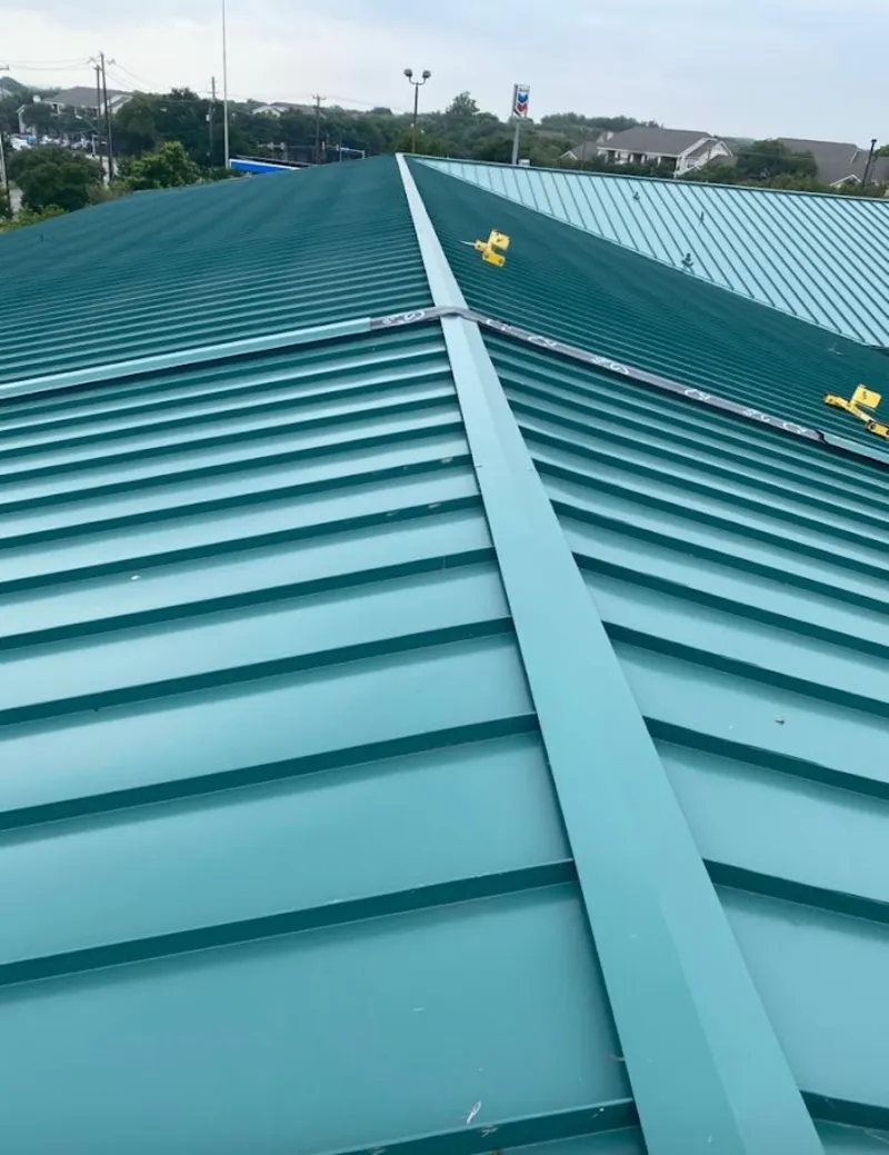 Green commercial metal roof ridge and valley for Metal Roof Repair in Trussville